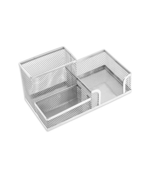 Suport de masă cu 3 compartimente, plasă metalică, argintiu